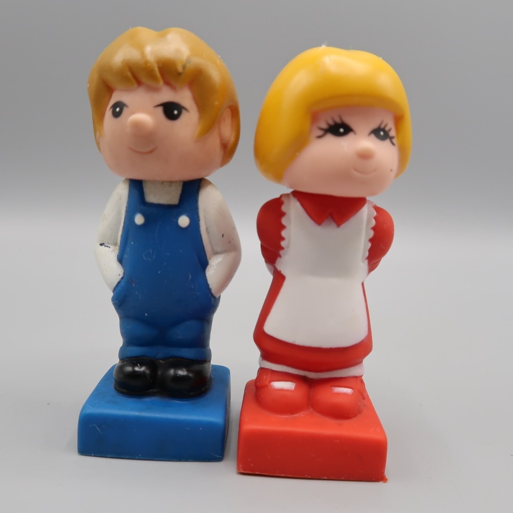 Vintage Tyco Super Blocks Block Family Pre-school Vinyl Figurine Toy Boy & Girl